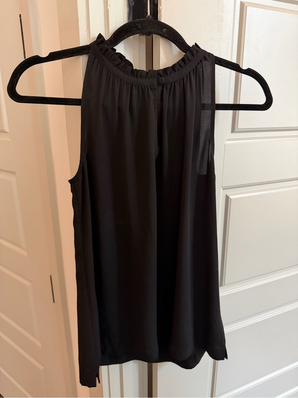 J. Crew Sleeveless Drapey Ruffle Neck Blouse